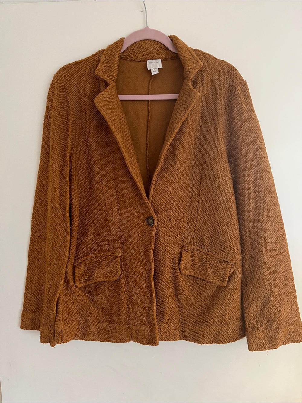 Maeve Textured Rust-Colored Knit Blazer
